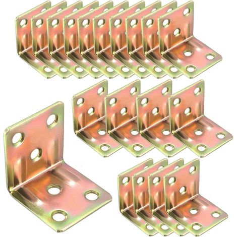 Équerre d'angle 46565, lot de 20 équerres robustes en fer, équerres en L 30 x 30 mm, fixation pour bois, couleur argent (1/5)