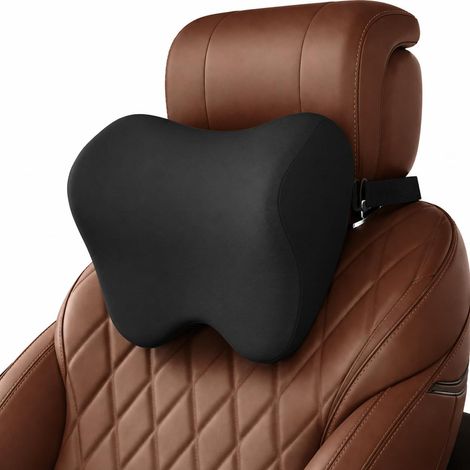 2-Pack Coussin de Nuque pour Voiture, Douceur Coussin appuie-tête pour la Conduite avec Sangle réglable, 100% Mousse à mémoire de Forme et Housse Amovible Respirante (Noir) (1/5)