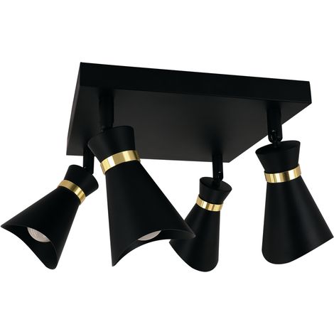 Plafonnier Loreta Struhm noir carré 4 spots E14 or (1/2)