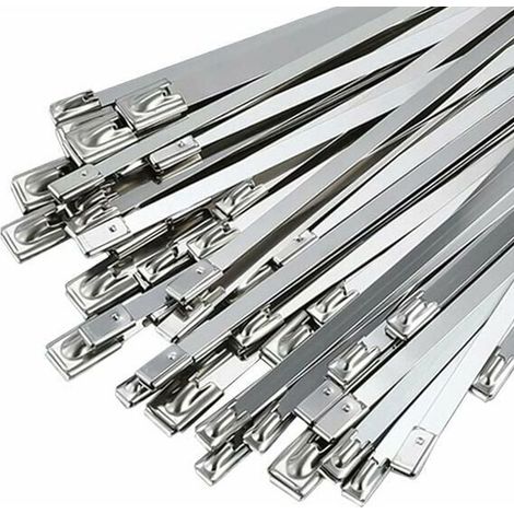 Collier de serrage inox 50 pièces 300 mm x 4,6 mm attache câblées acier inoxydable pour enroulement échappement câbles groupés clôtures auvents (1/5)