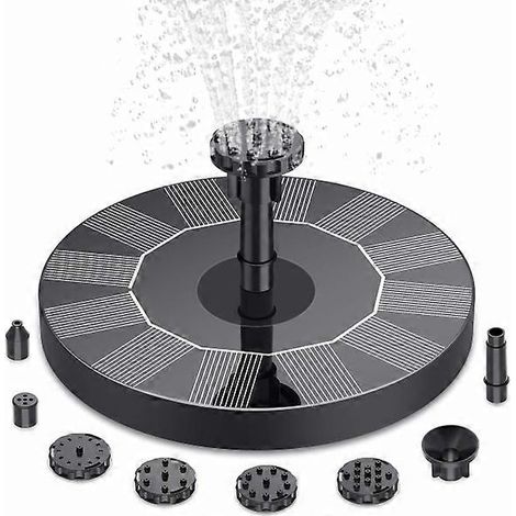 Pompe à eau solaire flottante pour fontaine, avec 6 buses, idéale pour les bains d'oiseaux, les jardins, les bassins, les piscines et les aquariums. (1/5)