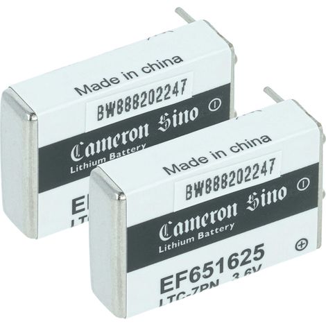 vhbw 2x Baterías EF651625 no recargables especiales - Baterías primarias con clavijas para soldar (750 mAh, 3,6 V, Li-SOCl2)