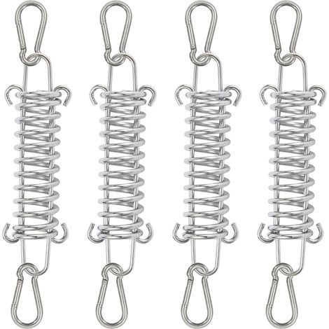 4 Pièces Ressort de Tension avec Double Crochet, Ressort de Traction Tendeur Voile Ombrage avec 8 Pièces Mousqueton pour Bâche, Tente, Grille Métallique, Voile D'Ombrage, Auvent (1/5)