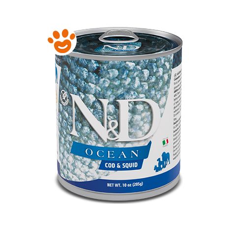 Farmina Dog N&D Ocean Adult Merluzzo e Calamari  - Farmina Dog N&D Ocean Adult Merluzzo e Calamari - Lattina Da 285 Gr