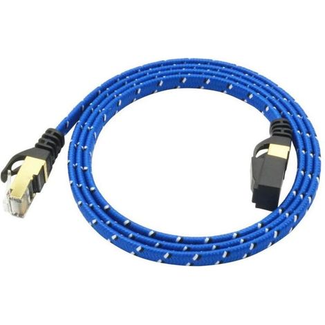 Ultra Slim Category 7 Ethernet Patch Cable with Gold Plated and Shielded RJ45 Connectors and Nylon Braided Jacket for Modem, Router, LAN Network, 3m (1/5)