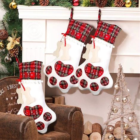 Chaussette de Noël pour chiens, chaussette de Noël à suspendre avec une grosse patte pour décorations de Noël, 45,7 x 27,9 cm (1/5)