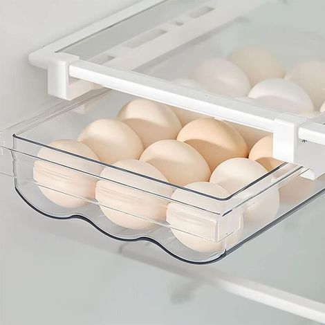 Boîte à Œufs Transparente avec Tiroirs, Glissières et Poignées - Rangement en Plastique pour Œufs et Légumes, Compatible Réfrigérateur, Cuisine et Salle à Manger (1/4)