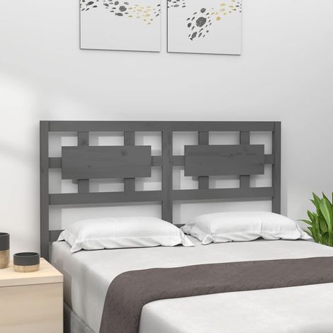 vidaXL Cabecero de cama madera maciza de pino gris 205,5x4x100 cm (1/5)