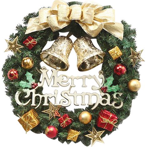 Guirlande De Noël Artificielle - En Pvc Avec Baies Rouges Et Boules - Pour Porte Intérieure Extérieure - Diamètre 30 Cm - 1 Pièce (1/2)