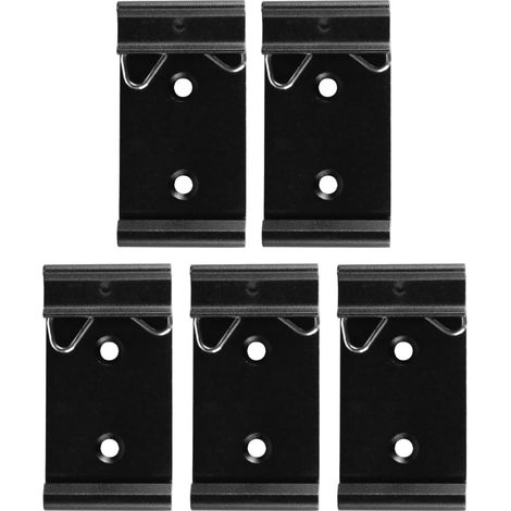 Lot de 5 Clips de Montage sur Rail DIN de 35 mm de Large, Pinces Fixes pour Relais statiques, Clips en Alliage d'aluminium avec 8 vis de Montage (Noir) (1/5)