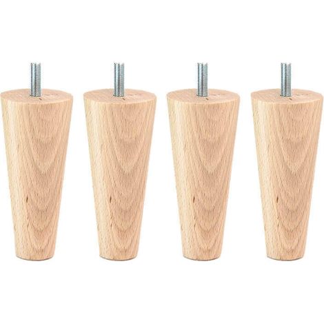 Patas tapi y canapé cónicas madera 15 cm métrica de rosca 10  4 patas madera Haya