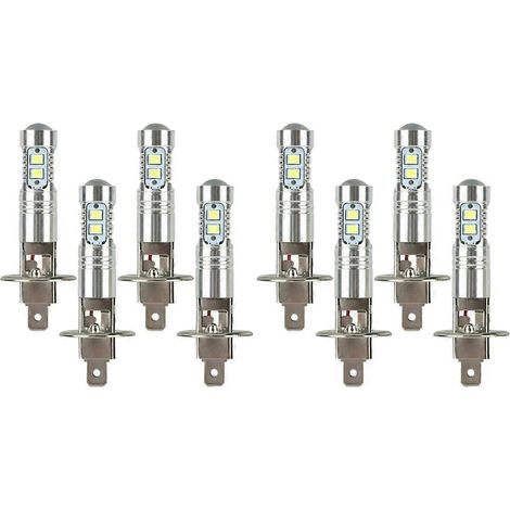 Lot de 8 ampoules LED H1 pour phares antibrouillard et feux de route, blanc pur 6000K, 200W (1/5)
