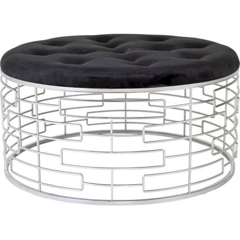 tabouret rond doré avec assise noire en tissu élégant - doré avec assise noire élégante (1/5)