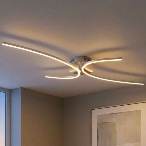 Plafonnier LED design 30 watts, lampe de salle à manger, couloir, spot argenté courbé  Globo 67086 (1/5)