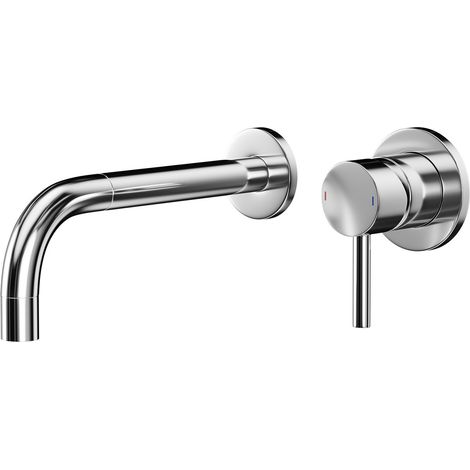 Colore Round Polished Chrome Wall Mounted 2 Tap Hole Basin Mixer Tap (1/5)