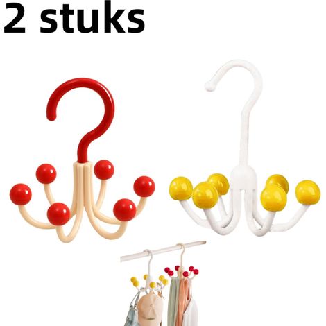 Lot de 2 porte sacs pivotants à six crochets sans perçage crochet multifonctionnel pour sous vêtements chapeaux et accessoires couleurs assorties (1/5)