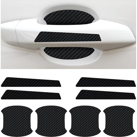 8 Pièces Film Autocollant Poignée Portière Voiture, Autocollant Anti-Rayures Pour Poignée Voiture, Poignée Porte Film En Fibre Carbone Protection, Universelle Pour La Plupart Des Véhicules (1/5)