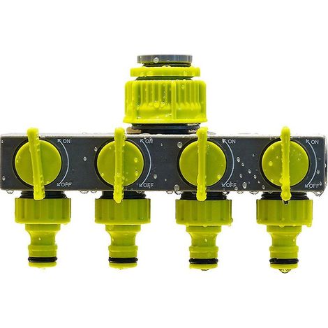 Distributeur de tuyau d'arrosage à 4 voies, inverseur de robinet, raccord de tuyau, distributeur de tuyau, distributeur d'eau (1/5)