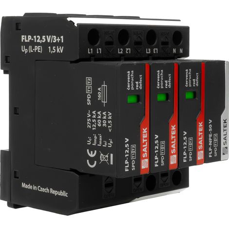 Scaricatore di sovratensione, protezione da sovratensione, scaricatore di fulmini T1 3+1 su guida DIN (1/5)