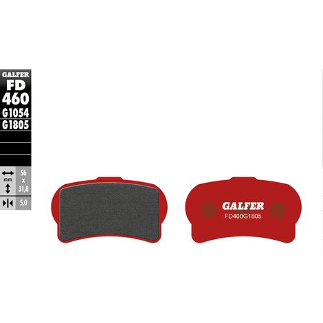 PASTILLAS DE FRENO GALFER KH644 SEMIMETÁLICAS PARA TRIAL, GAS GAS, MONTESA, OSSA, HONDA ROJO (DELANTERAS)