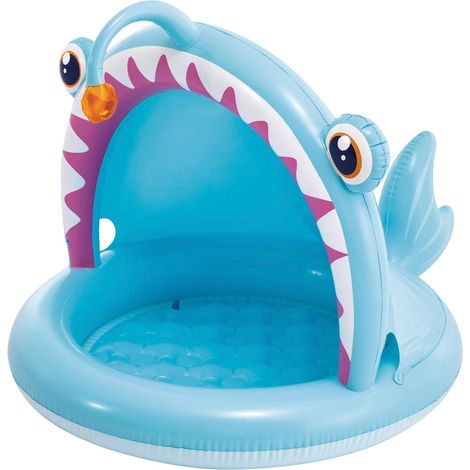 Angler Fish Piscine Gonflable pour Enfants 127 x 102 x 86 cm avec Pare-Soleil, Sol rembourré, Motif Poisson abyssal en 3D, capacité 45 l, pour Enfants de 1 à 3 Ans, Vinyle résistant (58400) (1/5)