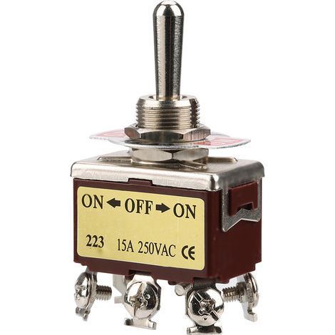 On/Off momentary toggle switch, 3 positions, 6 pins, 12mm, 15A, 250VAC (1/5)