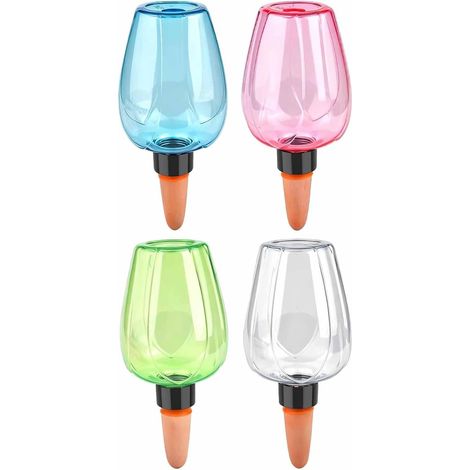 Lot de 4 bulbes d'arrosage pour plantes en forme de rose (350 ml) – Abreuvoirs automatiques avec embout en terre cuite, en 4 couleurs (1/5)