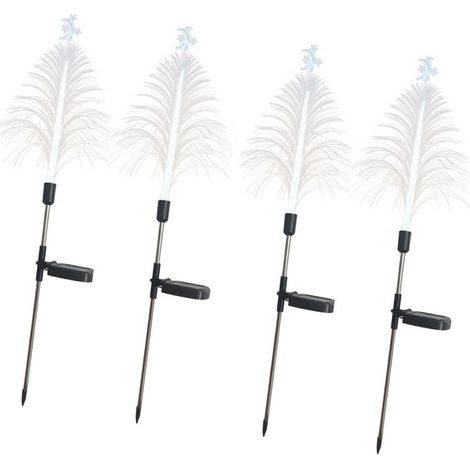 Lot de 4 spots solaires à fibre optique 7 couleurs changeantes IP65 étanches économie d'énergie décoratifs jardin cour (1/4)