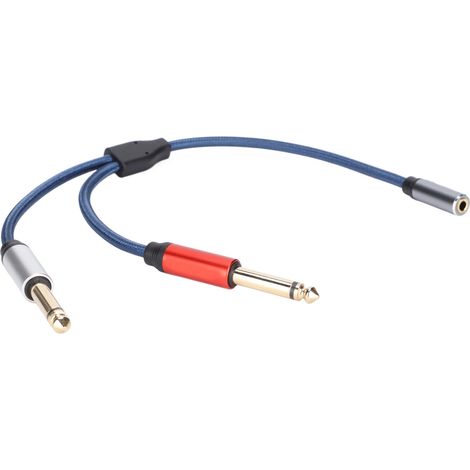 Câble audio 3.5mm femelle vers double 6.35mm mâle pour ampli, console de mixage et enceintes (1/5)