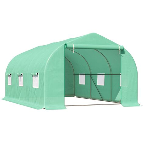 easycomfort serra per orto a tunnel 4.5x3x2m con tetto spiovente in pe e tubi d'acciaio verde scuro (1/5)