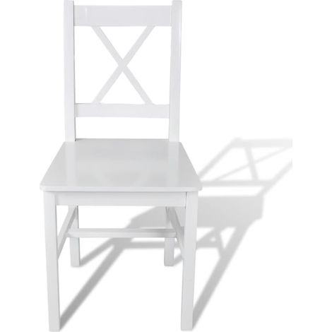 vidaXL Esstühle Set von 2 Weiß Kiefernholz
