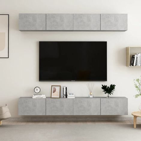 TV Cabinets 4 pcs Concrete Grey 100x30x30 cm Engineered Wood vidaXL (1/5)