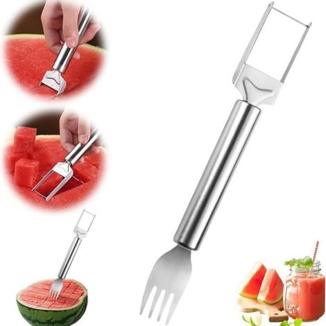 Coupe Pastèque 2 en 1 en Acier Inoxydable - HYKJSIDE - Coupeur de Fruits - Ergonomique (1/4)