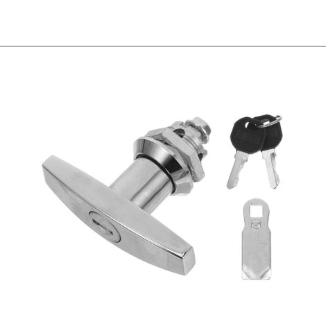 Serrure à Poignée En t Avec Clés Serrure D'armoire Sécurisée De Zinc Solide Verrouillage Haute Résistance Pour Tiroirs Et Classeurs 1 Pièce (1/5)