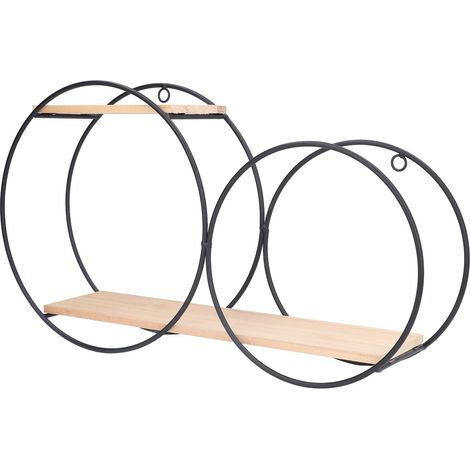 Étagère ronde, solidement soudée, à double fonction, en métal et bois, pour chambres et salons de thé, avec une capacité de charge élevée. (1/5)