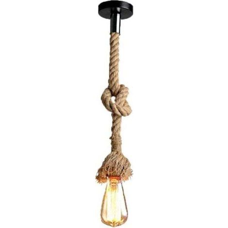 E27 Rétro Chanvre Corde Pendentif Lumière Vintage Rustique Luminaire pour Restaurant Bar Café Éclairage - 1.5M - RW (1/5)
