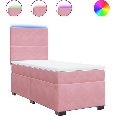 Maison Exclusive - Cama box spring con colchón terciopelo rosa 10