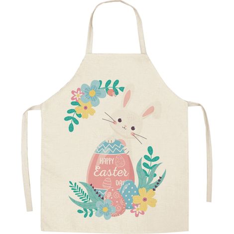 Tablier De Cuisine - Polyester Imprimé Thème Pâques - Pour Adulte - Usage Multifonctionnel En Intérieur Et En Extérieur - 65 x 75 cm - 1 Pièce (1/5)