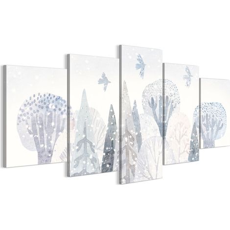 Quadro su tela italiana 100 x 50 cm pentattico - stile scandinavo - natura Quadro su tela italiana 150 x 75 cm pentattico - stile scandinavo - natura (1/5)