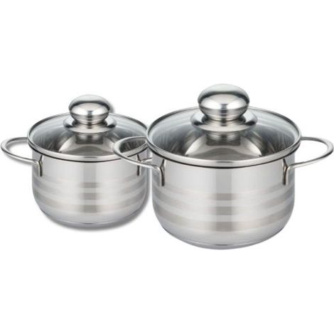 Lot de 2 faitouts 14 et 16 cm en acier inoxydable sans PFAS Elo Brillant