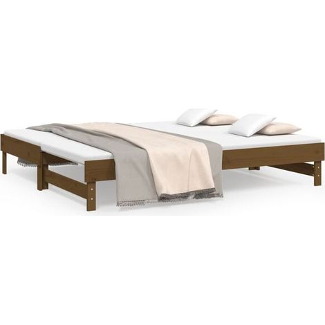 Lit coulissant (matelas non inclus), brun miel, 2 x (100 x 200 cm) (1/5)