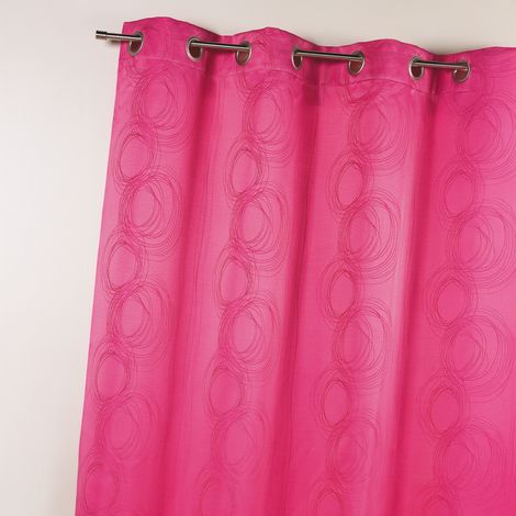 Rideau en jacquard avec imprimés "cercle" Fuchsia 140x260 cm