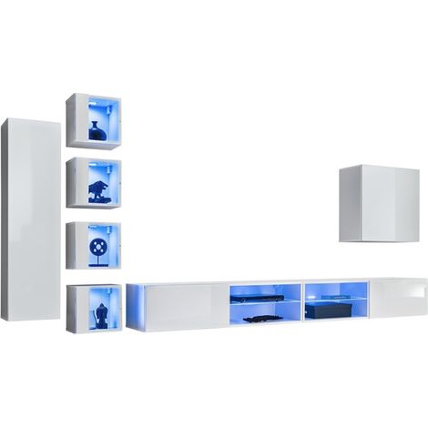 Ensemble meubles de salon SWITCH XXVI design, coloris blanc brillant.