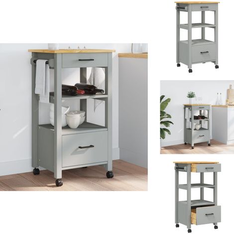 Chariot de cuisine MONZA 48x40x90 cm bois massif de pin - Chariot De Cuisine - Chariot De Rangement - Chariot À Légumes - Meuble De Cuisine - Mobilier De Cuisine (1/5)