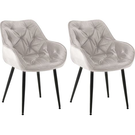 Lot de 2 chaises de salle à manger design et moderne assise en velours gris et pieds en métal noir 100001659 (1/5)