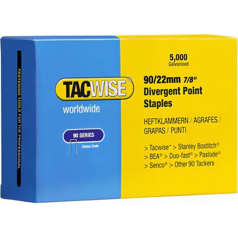 5 000 agrafes galvanisées L. 22 mm type 90 - 0313 - Tacwise