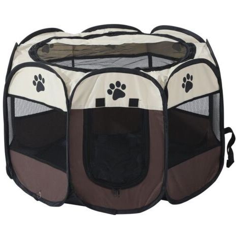 Parc pliable pour chien et chat – Enclos intérieur/extérieur – 600D Oxford mesh durable – Dimensions S 74x74x43 cm, L 91x91x58 cm
