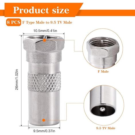 Adaptateur de Coaxiale RF, TV vers Connecteur de Type Convertisseur, Adaptateur Antenne TV vers, Nickel (1/3)
