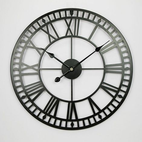 royaluxe - Horloge Murale, Horloge Murale en Métal Chiffres Romains Traditionnel Rétro Vintage Art Industriel Horloge Murale Silencieuse Horloge Murale Décorative Cuisine Salon Bureau Café Décoration  (1/5)