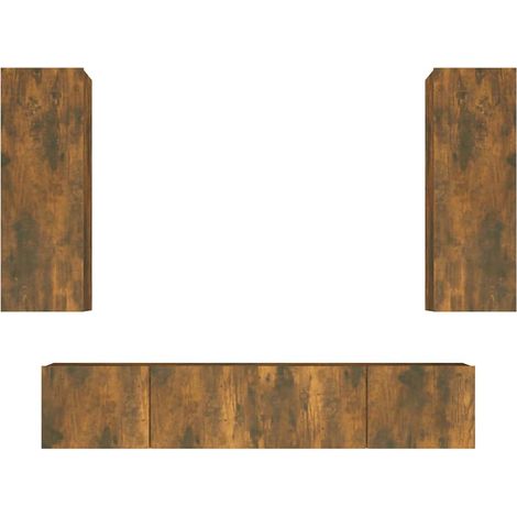 Maison Exclusive - Set di Mobili Porta TV 4 pz Rovere Fumo in Legno Multistrato (1/5)